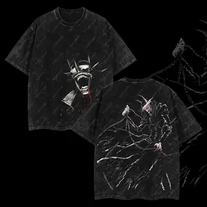 Superstyle Villain Bat Who Laughs Dark Nights: Death Metal Edition Double Printed Oversize Lightweight Acid Washed Tee TV Series Graphic Design Top Cotton Streetwear Comic Superheroes T-Shirt Clothes Menswear Womenswear