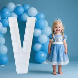 3FT/36 Inch Light Up Marquee Letter V, White Frame KT Board Plug-in LED Decorative Light with Bracket, for Birthday Party Anniversary Holiday Event Party Decorations