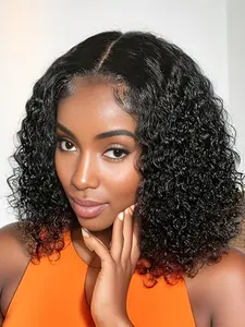 Wear And Go Glueless Wig Bob Wig Water Wave Human Hair 4x4 Lace Closure Wigs Human Hair Wigs For Women Human Hair Glueless Wigs With Pre-Baby Hair 4x4 Closure Wigs Human Hair Pre Plucked Bob Vacation Outfits Travel Festival Prom Outdoor Cosplay