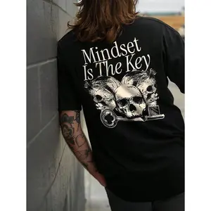 Mindset Is The Key Grunge Style T-Shirt, Casual Fit Graphic Top with Post-Punk Gothic Aesthetic for Everyday Edge