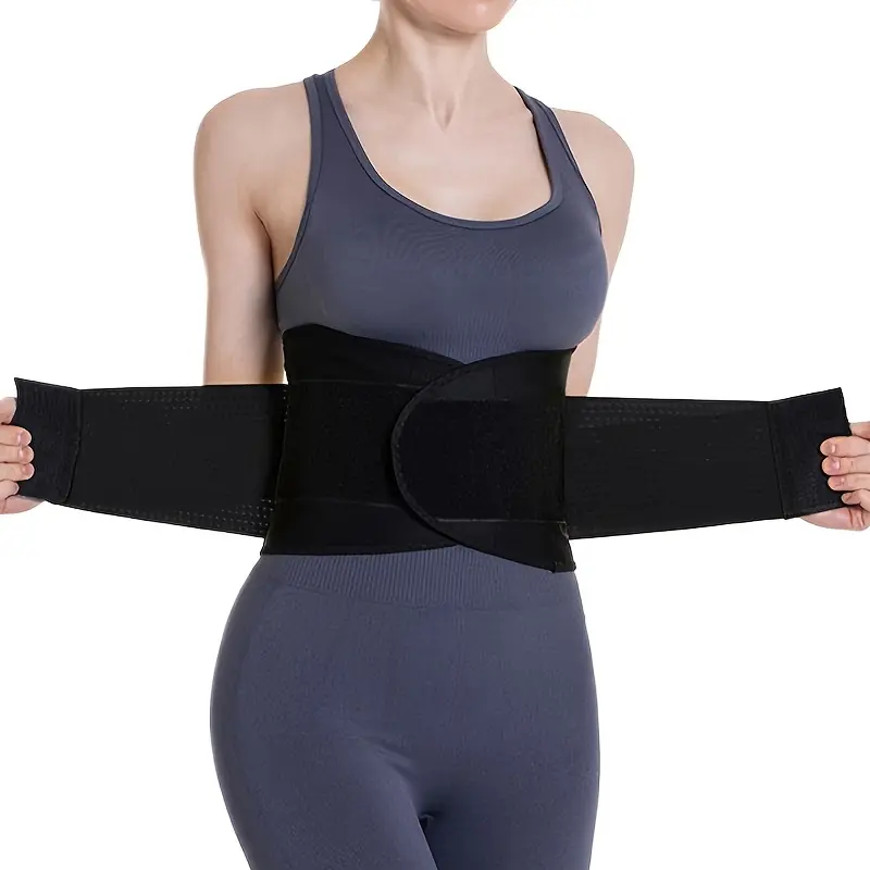 Neoprene Fitness Waist Trainer Belt, Compression Support for Sports, Sweatband Abdominal Tightening, Hand Wash Only, Black, Hook-and-Loop Closure, Protective Gear for Exercise and Workout, Waist Training, Shaping Tightening Shapewear Belts