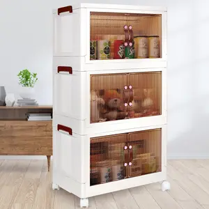 Storage Bins with Lids, 1/2/3/4 Pack Multifunctional Collapsible Storage Containers with Wheels, 8.4Gal Plastic Clothes Closet Organizer for Home, Office