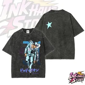 Josuke Higashikata (JoJo's Bizarre Adventure Part 8: The Gospel of JoJo) -- Short Sleeve Cotton Unisex Retro Wash Tee QRO