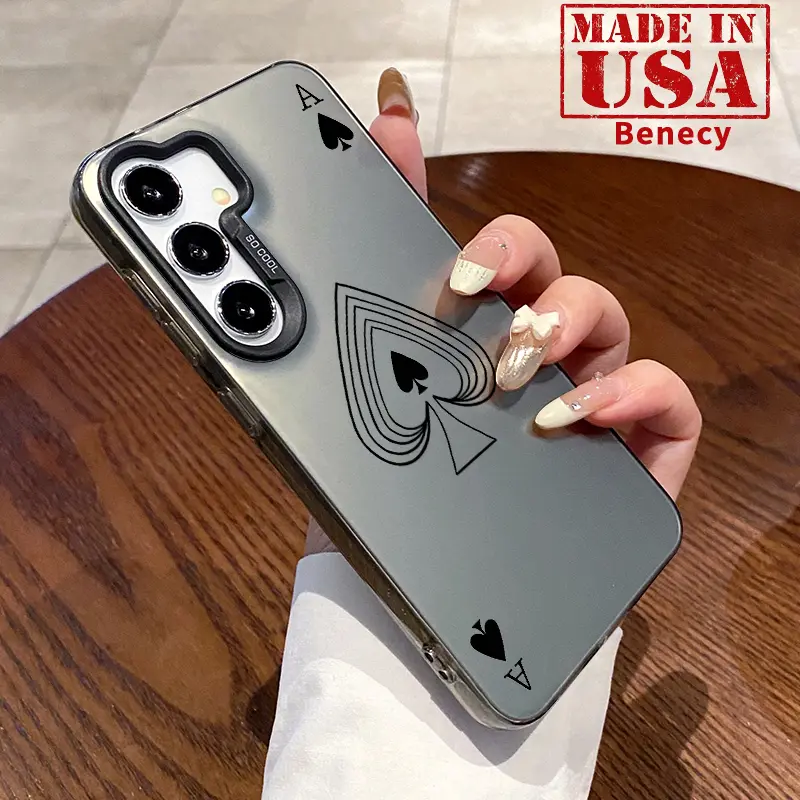 Ace of Spades Pattern Phone Case Compatible with Galaxy S23  Ultra S24 Plus S25 S22+ Shockproof Drop Protection Durable PC Smartphone Cover Cellphone Protective
