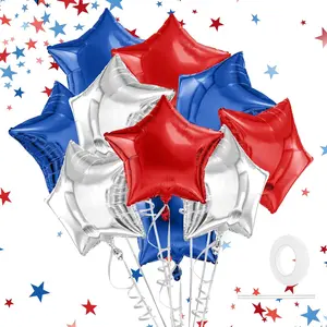 Star Balloons, 18 Inch Red White Blue Stars Balloons 12 PCS Self-Sealing Foil Balloon for 4th of July Patriotic Memorial Day Birthday Party Wedding New Year Decorations USA Independence Day Parade