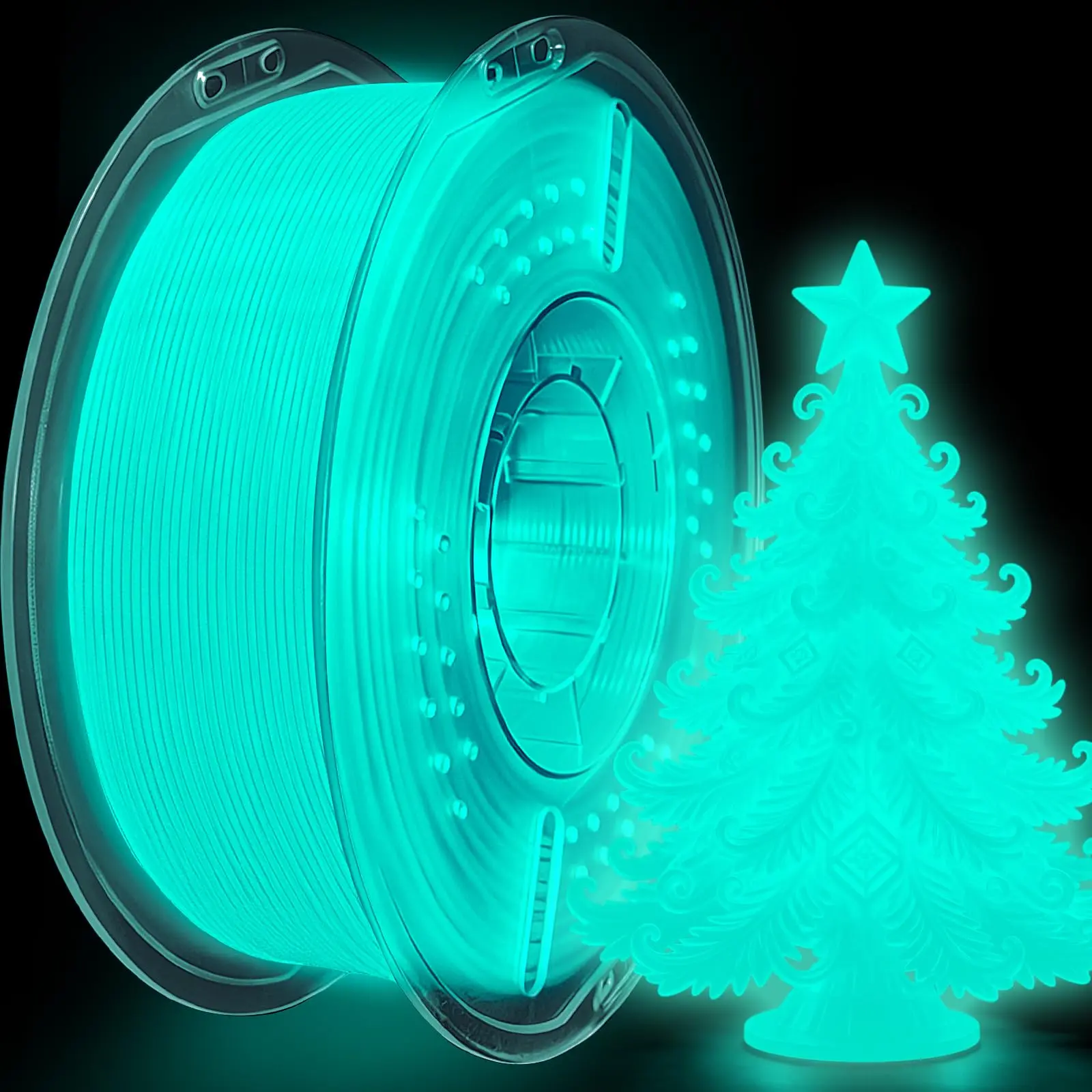 Glow in the Dark PLA+ Filament 1.75mm, Neatly Wound Luminous Bright 3D Printing Filament, Powerful Luminescence & Long-Lasting Afterglow, Fit for Most 3D Printer - 1kg Spool (Light Green)