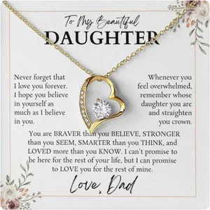 Father Daughter Necklace - To My Daughter Beautiful Gifts from Dad, Sentimental Birthday Jewelry, Christmas Gift - Love Forever Necklace