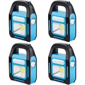 4 Pack 3 in 1 Solar USB Rechargeable Brightest COB LED Camping Lantern,   Flashlight LED Light