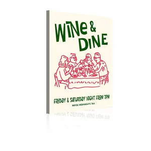 Wine & Dine Event Poster Modern abstract canvas painting, stylish printed poster, suitable for home decoration in the living room, dining room, bedroom, bathroom, and office. Also a perfect holiday gift. Framed, 30x40cm