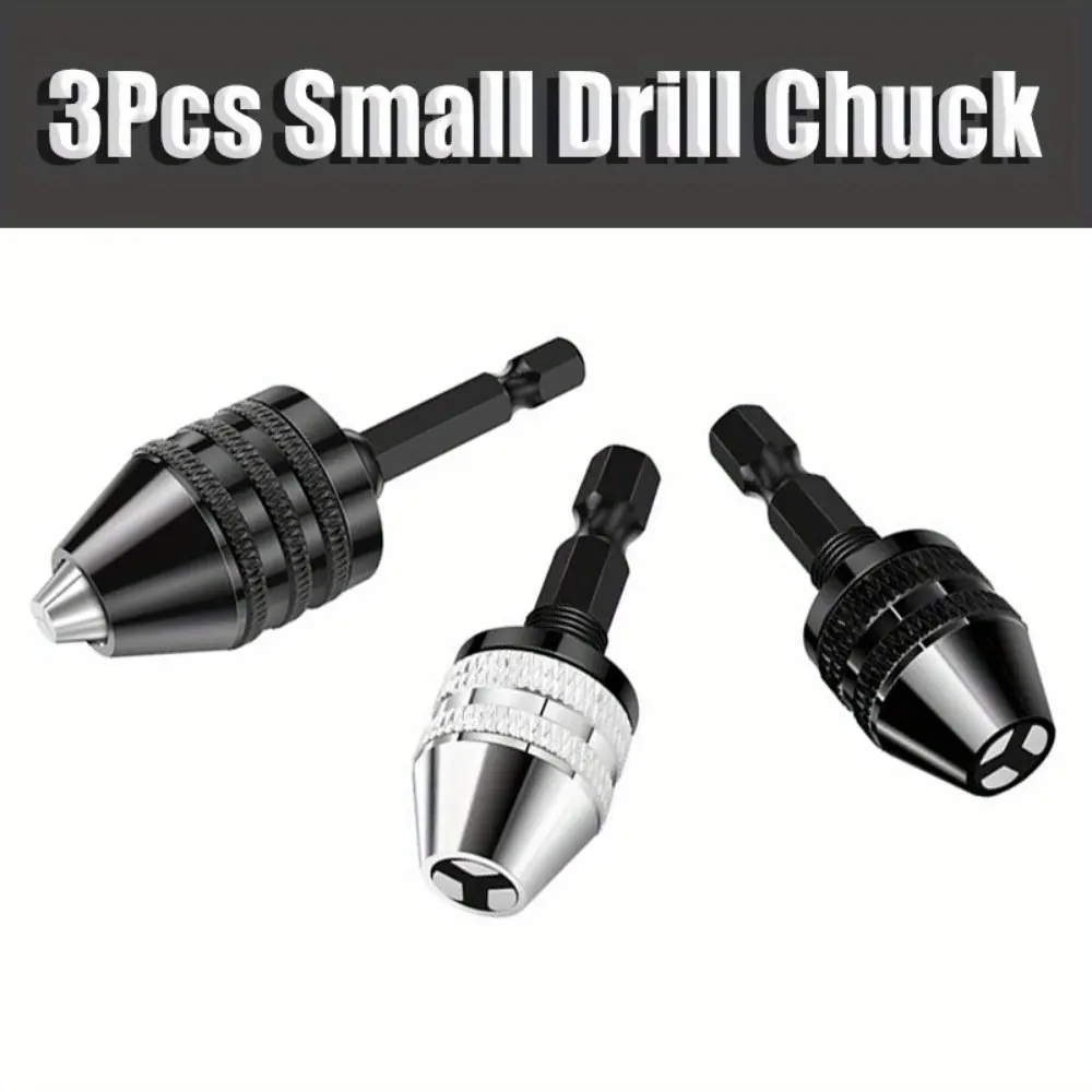 Pack Of 3 Drill Bit Adapter with 1/4 Hex Shank - Small Drill Chuck Extension for Impact Driver (0.6-8mm,0.3-3.6mmX2) Durable Construction, Drill Accessories
