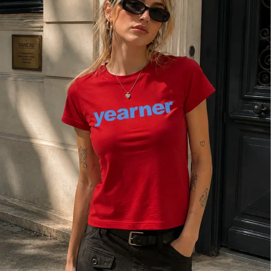 Yearner Baby Tee, Funny Y2K Graphic Baby Tee, Trendy Women Fashion Clothing