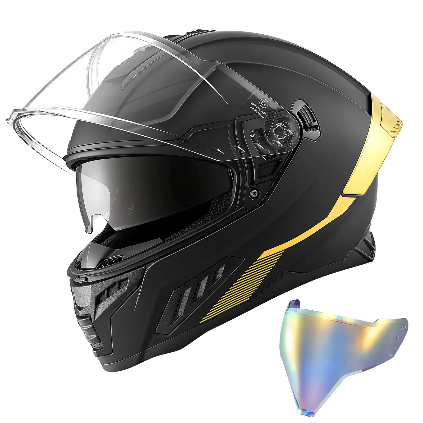 DOT & ECE Approved Full Face Motorcycle Helmet - Dual-Visor, Lightweight Comfortable, for Adult Men and Women, M Size (Street Bike, Motocross Dirt Bike Use)
