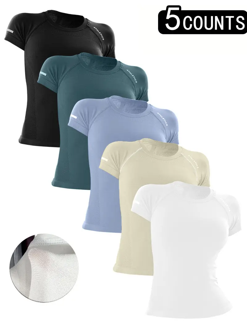 Sporty Women's Letter Print Raglan Sleeve Sports Tee, Breathable Round Neck Short Sleeve T-shirt for Yoga Gym Workout Running, Ladies Sportswear for All Seasons