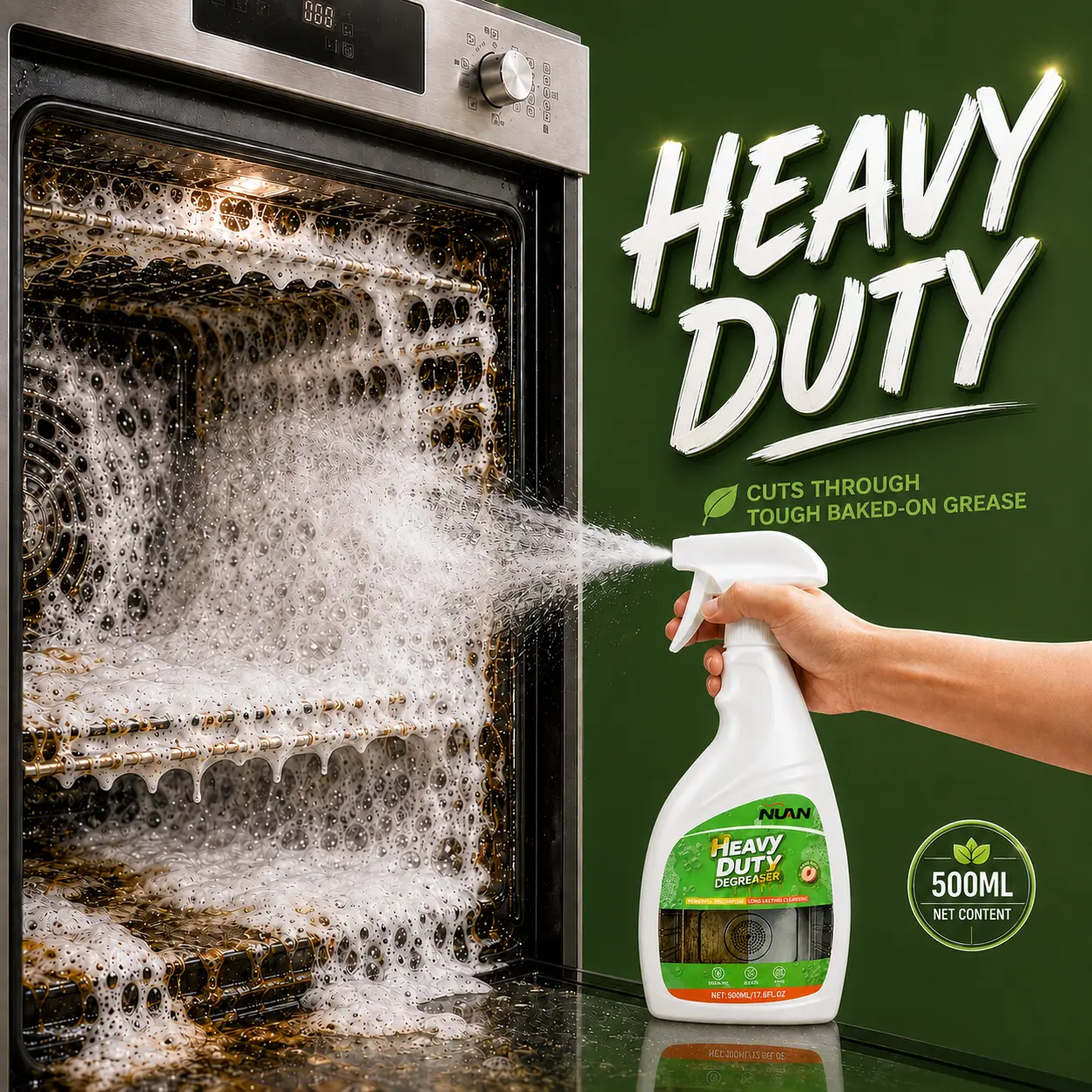 NUAN heavy duty degreaser-Range Hood Cleaner Spray, Heavy Duty Kitchen Grease Remover for Hood Filters, Stovetops, Backsplash & Stainless Steel Surfaces-M1
