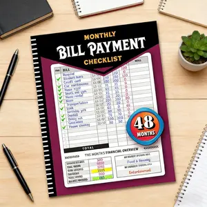 Bill Payment Checklist Book, 1 Count Monthly Bill Payment Notebook, Money Saving Record Book, Financial Management Record Book, Office Supplies, Bill Organizer Planner, Finance Checklist Organizer