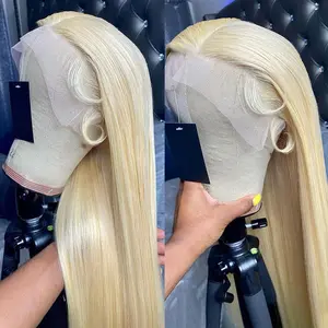 #613 Blonde Lace Front Wigs Pre Plucked Hairline Wear and Go Wig 13x4 Long Straight Hair Wigs Glueless Ash Blonde Wigs Heat Resistant Synthetic Lace Front Wigs for Black Women