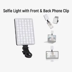 NEEWER Selfie Light with Front & Back Phone Clip, High Power 60 LED 2000mAh Rechargeable CRI 95+ 3 Modes Light for Tablet/Laptop, Selfie Led Lights, Selfie Fill Light