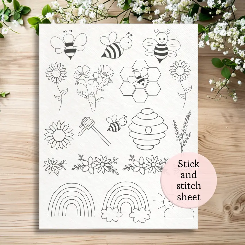 bee stick and stitch embroidery patterns  bee and  flower embroidery
