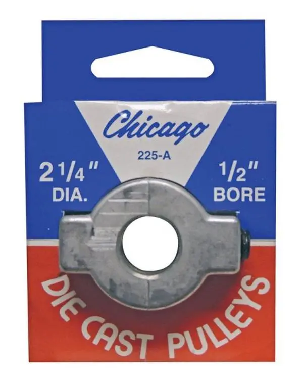 Chicago Zinc Die Cast Single-V Grooved Pulley, 2.25" Dia. with 1/2" Bore for Sailing & Water Sports Accessories