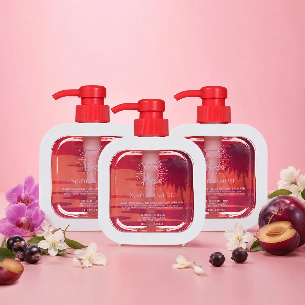 SOLO EN IBIZA Madrid Muse Fragrance Liquid Hand Soap, 10 fl oz/300ml - Vanilla, Plum, Jasmine, Floral-Fruity Hand Cleanser, Gentle Daily Hand Wash for Bathroom & Kitchen Sink