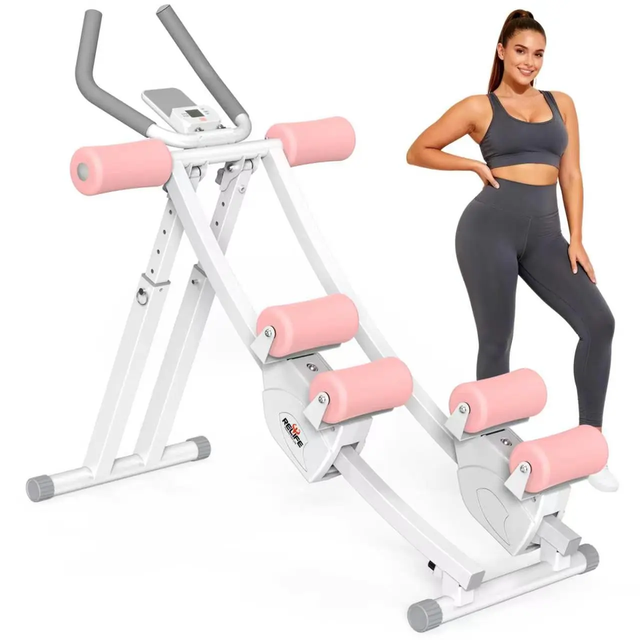 Relife sports Ab Machine, AB Workout Equipment for Home Gym, Height Adjustable Ab Trainer, Foldable Fitness Equipment, Independent Dual Tracks for Mountain Climber tiktokshopbacktoschool
