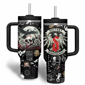 [MADE IN US] Shinedown 40oz Tumbler With Handle – Insulated Stainless Steel Music Cup, Rock Band Fan Gift, Large Capacity Travel Mug