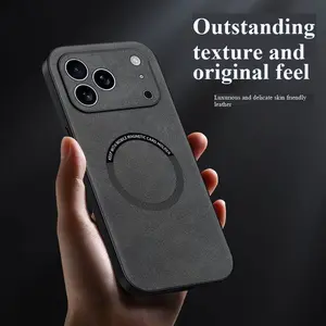 MagSafe Compatible iPhone Case | Luxury Suede PU Leather Cover for iPhone 17/16/15/14/13/12 Pro/Pro Max/Plus/Air, Shockproof Anti-Slip Ultra Light Protective Case, Perfect Gift for Her/Him