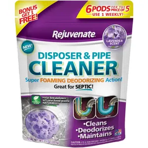 Rejuvenate Garbage Disposal and Drain Pipe Cleaner Powerful Foaming Action and Removes Garbage Disposal Smells 6 Unit Pack Lavender Scent Rejuvenate