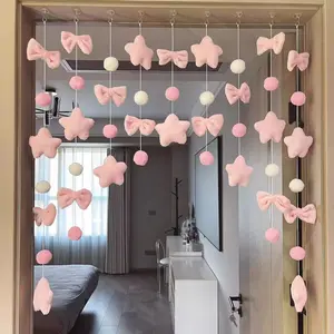 Pink Planet Door Curtain No-Drill Wall Decoration Door Curtain Hanging Ornament Cute Girly Heart Hanging Curtain