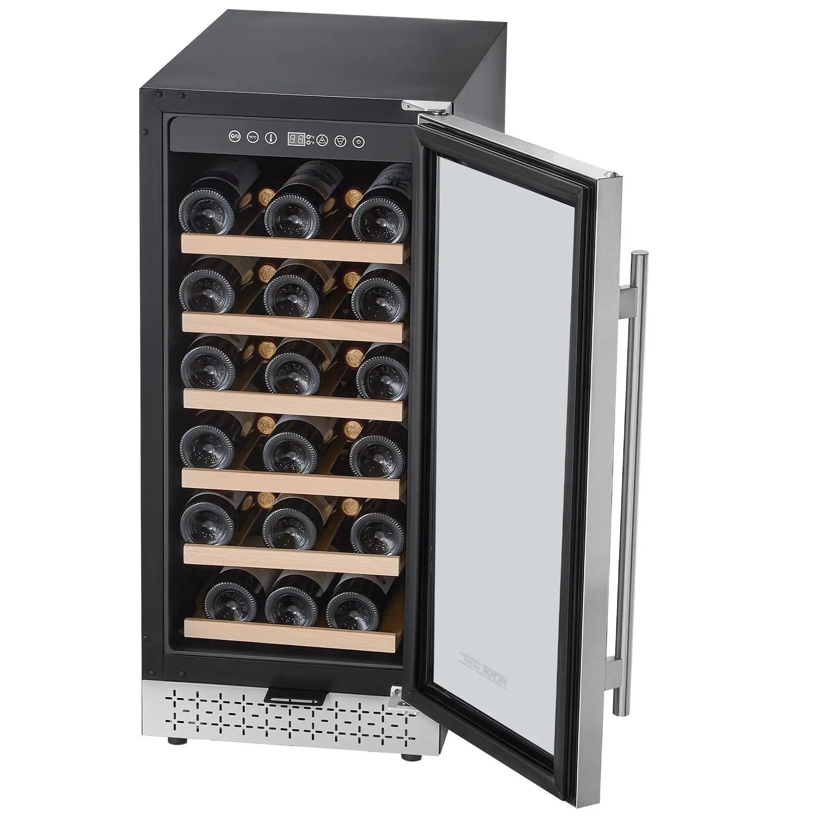 VEVOR 28-Bottle Freestanding Wine Cooler, Silent Mini Wine Fridge with Tempered Glass Door, Digital Temperature Control for Restaurants, Bars, Mini Cooler Refrigerators