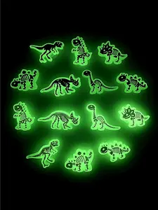 7/14 Piece Glow-In-The-Dark Dinosaur Skeleton Shoe Charms, Detachable DIY Accessories for Shoes and Bracelets, Birthday and Holiday Gifts