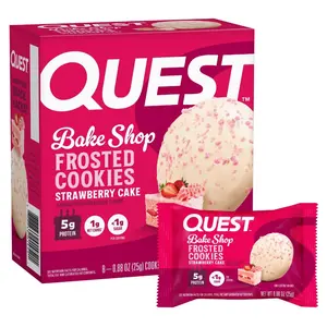 Frosted Cookies, Strawberry Cake, 1g Sugar, 11g Protein, 2g Net Carbs, Gluten Free, 8 Count
