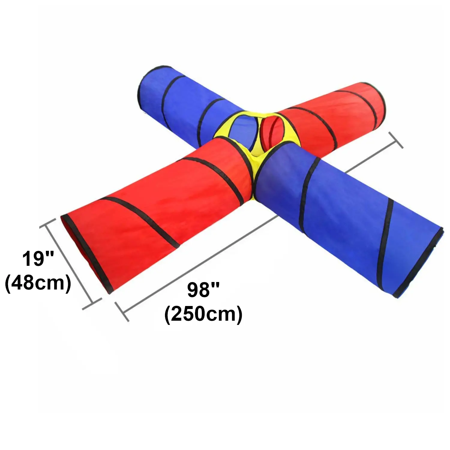 4-way Tunnel Pop-up Fun Junction Set 8 Feet Toy Tent Play Tube