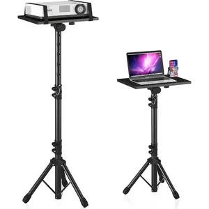 Projector Stand Tripod from 23" to 46", Laptop Tripod Stand Height Adjustable with Gooseneck Phone Holder, Laptop Floor Stand for Office, , Stage, Studio, DJ Racks Holder Mount