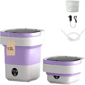 12L Upgraded Large-Capacity Foldable Portable Washing Machine 3 Modes Deep Clean for Dorms Travel