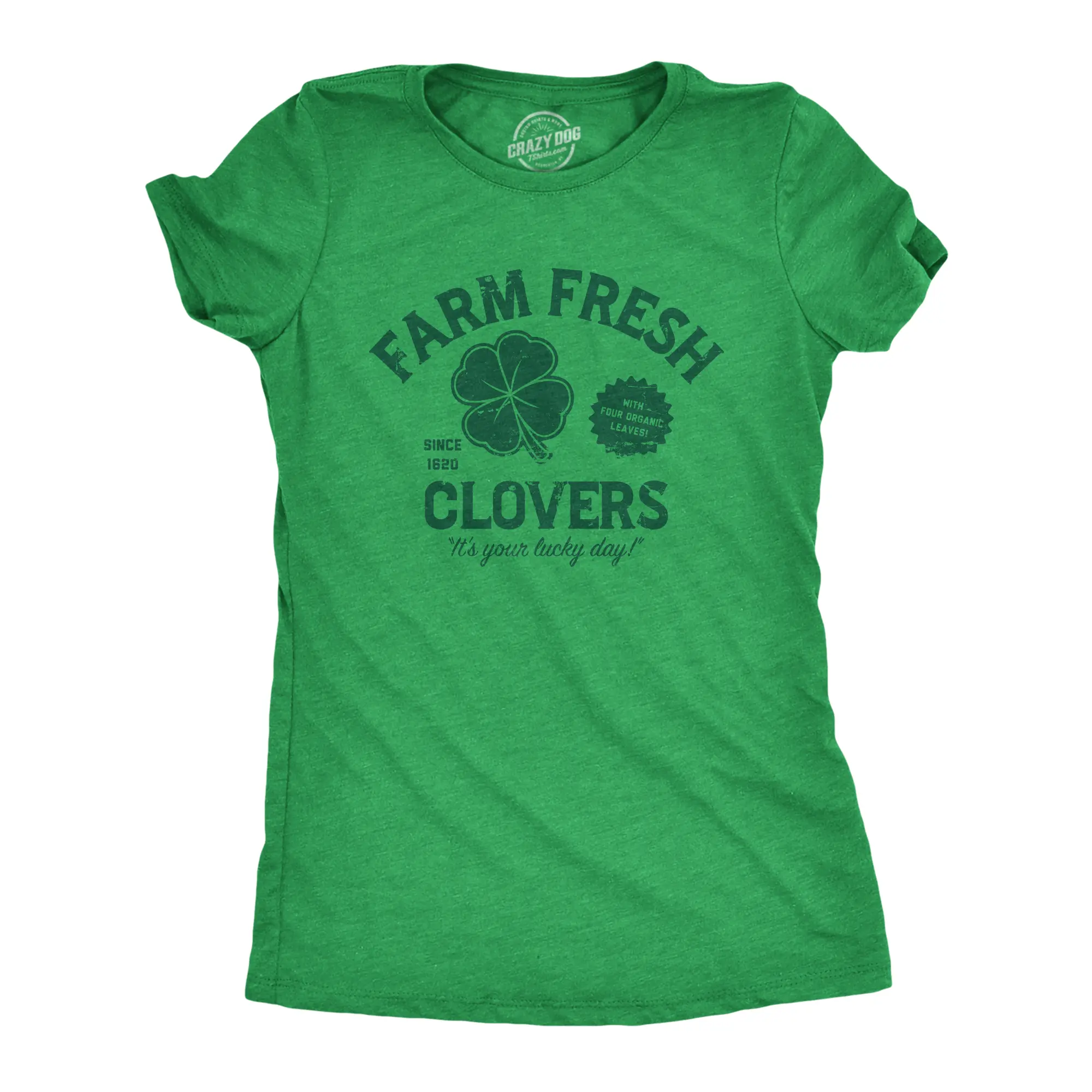 Womens Funny T Shirts Farm Fresh Clovers St Patricks Day Novelty Tee for Ladies Funny Womens T Shirts Cute Vintage Fashion Casual Ladies T-Shirt Gift Saint Patrick's Day Tops for Women Women's Novelty Tees Green -