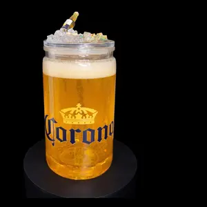 Corona Beer Jar with Ice and Lemon Wedges - Perfect for Refreshing Drinks and Parties