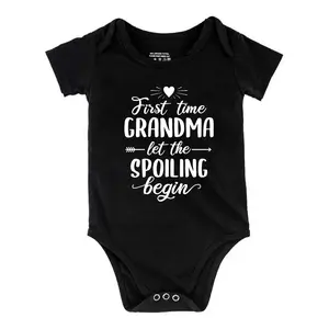 First time GRANDMA let the SPOILING begin Printed Jumpsuit, Casual Short Sleeve Jumpsuit, Baby Outdoor Clothes, for Outdoor Regular Fit, All Seasons Knitted Fabric Onesie A1101-22