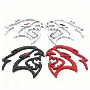 Hugexpen 2pcs Metal Car Logo for SRT Models with Red Eyes Durable Stylish Auto Emblem Alloy Material