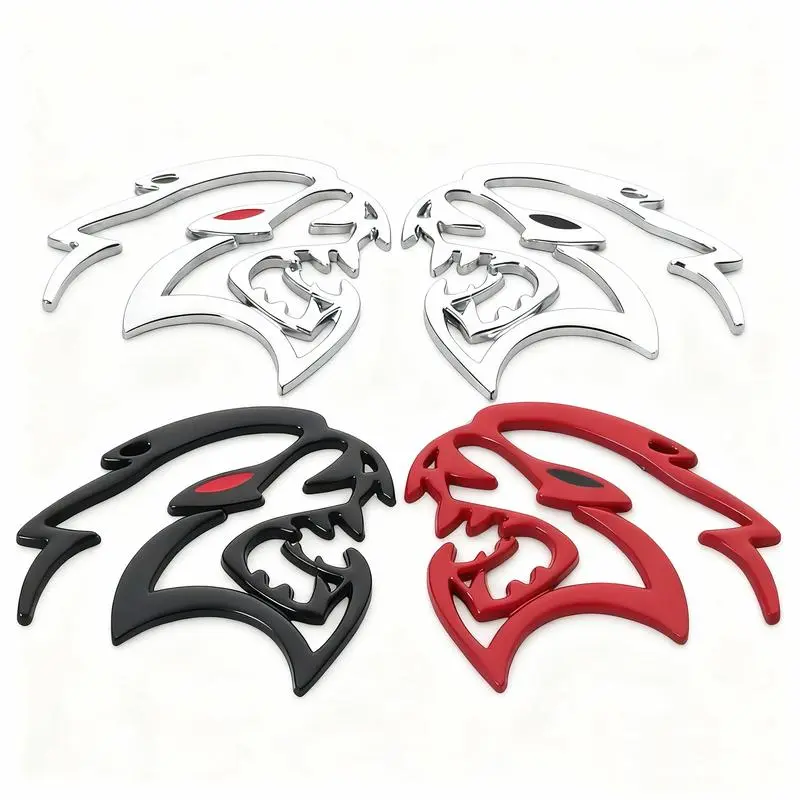 Hugexpen 2pcs Metal Car Logo for SRT Models with Red Eyes Durable Stylish Auto Emblem Alloy Material Hugexpen 2pcs Metal Car Logo for SRT Models with Red Eyes Durable Stylish Auto Emblem Alloy Material