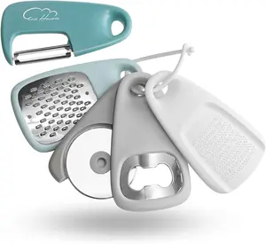 Kitchen Gadgets Set 5 Pieces, Stackable Cooking Tools Space Saving for Small Kitchen, Accessories for RV Camper inside Dishwasher Safe (Blue) Esie Houzie