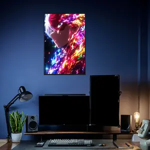 My Hero Academia Shoto Todoroki Poster, Half-Red Half-White Hair with Prism Fire & Ice Aura and Sparkling Light Shards, on High Quality Cardboard Sharp Pattern Poster for Anime Enthusiasts Home or Office Decor Gift for MHA Fans