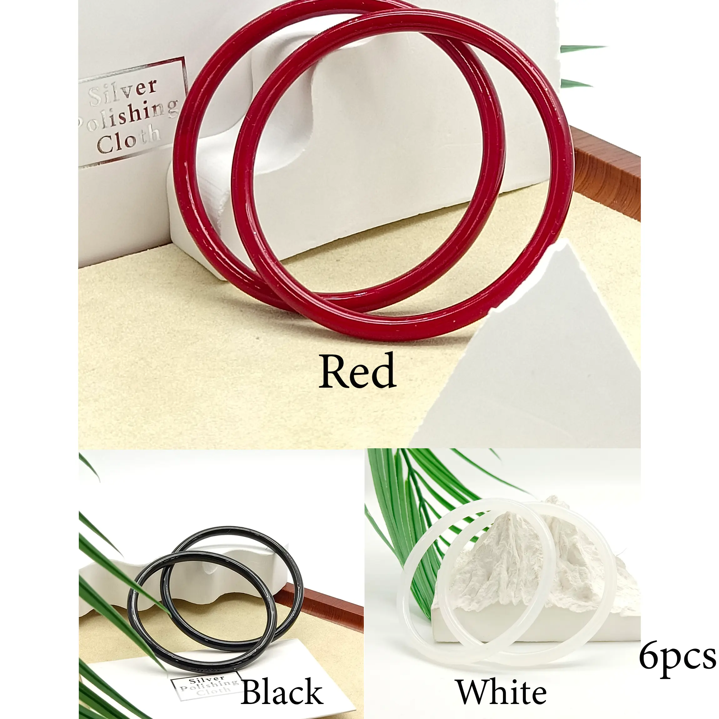 Natural Jade Three-Pair Set Skinny  Bangle Bracelets Free Combination for Black Friday Christmas Gift for Women and Girls