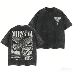 Oversized Nirvana Vintage Band Tee | 2-Sided Washed Graphic Shirt