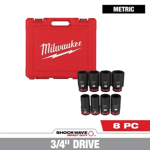 Milwaukee 49-66-7020 8PC Impact Duty 3/4" Drive Metric Deep 6 Point Socket Set