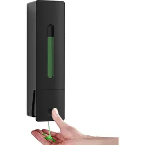 13.5oz/400ml Single Wall Mounted Hand Soap Dispenser - Clear Refillable Black Liquid Lotion Soap Shower Pump, Drill Free with Adhesive or Screw Mount Installation
