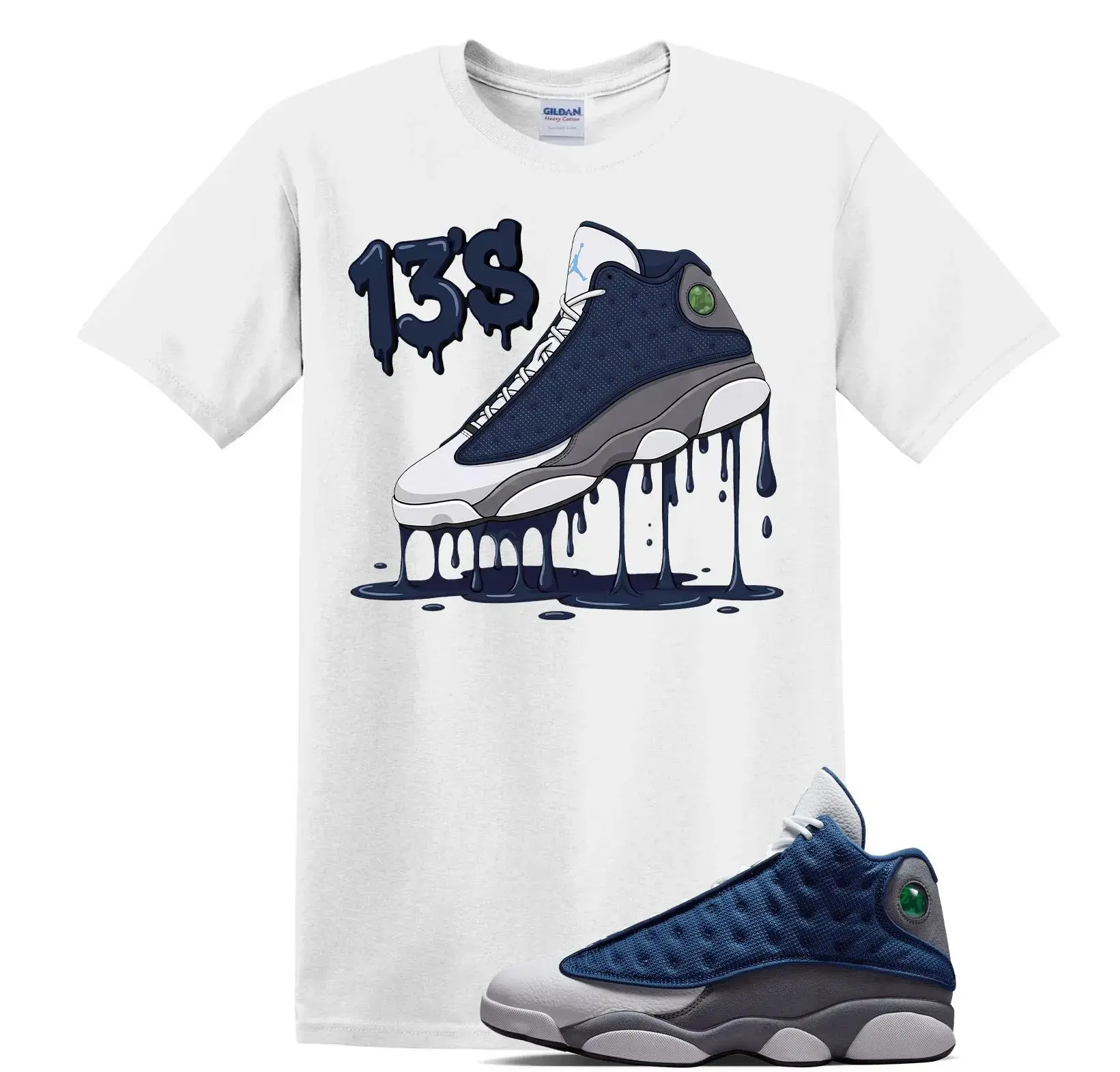 13 Flint Navy Grey Matching Shirt, Dripping Shoe Graphic Tee, 90s HipHop Streetwear, Gift For Women and Men, Best Gift