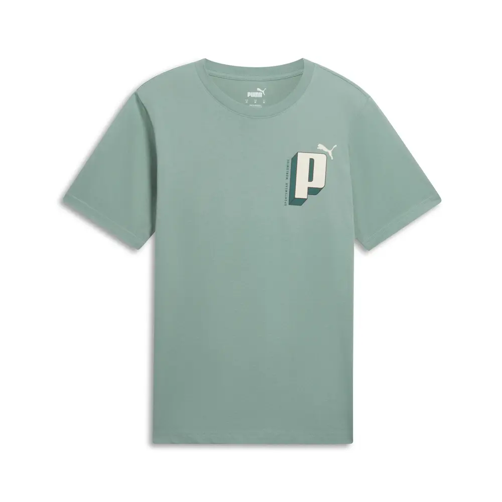 PUMA Mens House Of Graphics Crew Neck Short Sleeve Letter Casual Tops Casual - Green