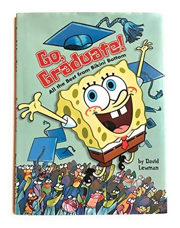 Used Hardcover Book - SpongeBob's "Go Graduate! All the Best From Bikini Bottom" by David Lewman (English, Nautical Themed, Like New, 0.75lb, Smart Grad Advice, Wisdom-Filled Graduation Good Read)