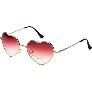 Dollger Heart Sunglasses Thin Metal Frame Lovely Heart Style for Women